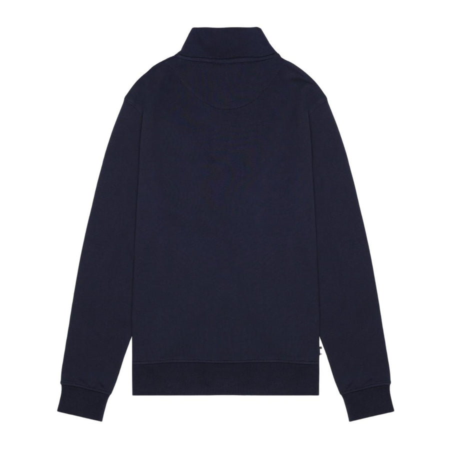 Aquascutum Active Club Check Shoulder Navy Half Zip Sweatshirt