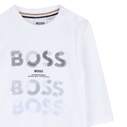 BOSS Baby Logo Print Long Sleeve White T-Shirt