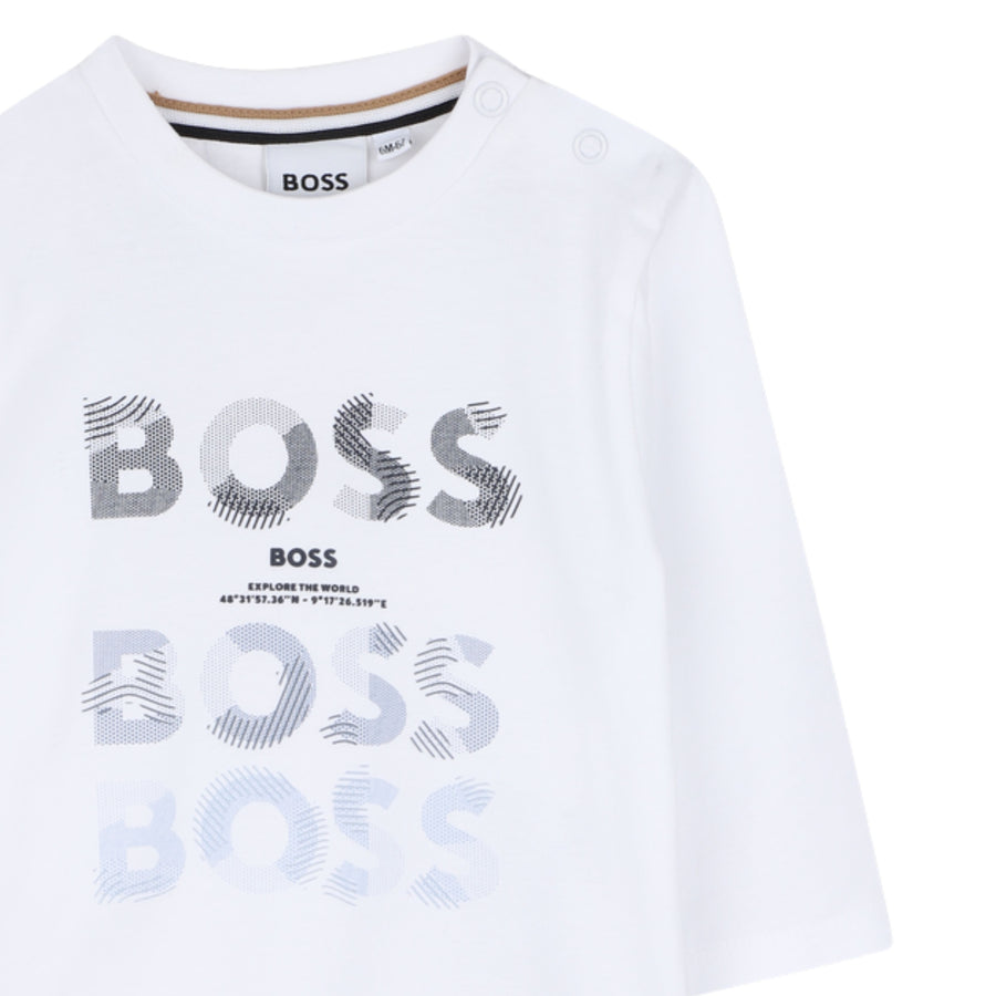 BOSS Baby Logo Print Long Sleeve White T-Shirt