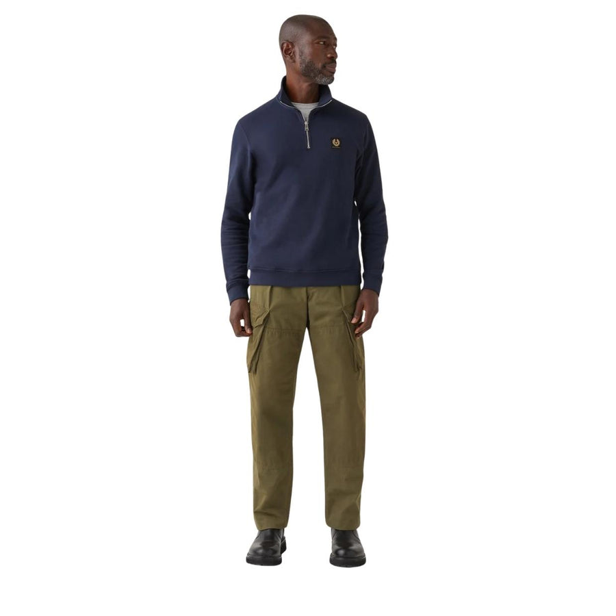 Belstaff Patch Logo Dark Ink Navy Half Zip Sweatshirt