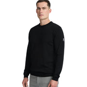 Sandbanks Logo Badge Merino Knit Wool Black Crew Neck Sweatshirt
