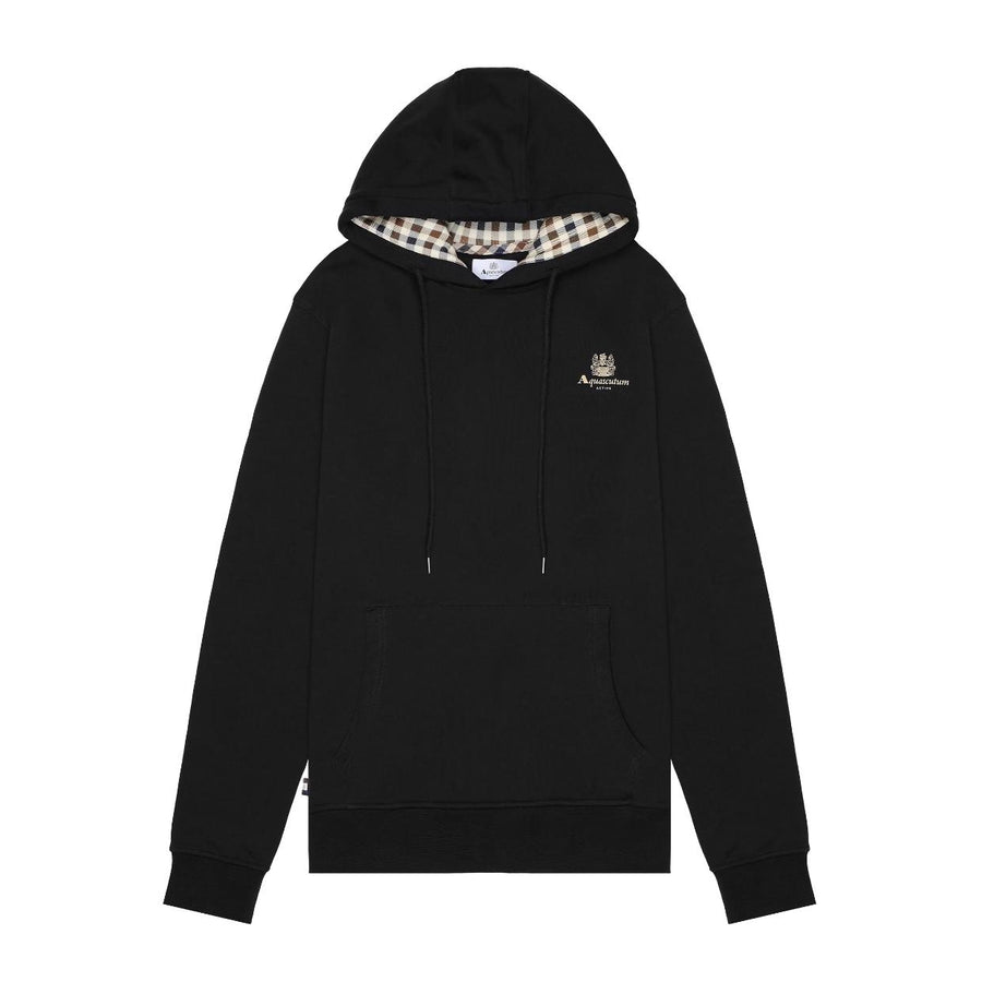 Aquascutum Active Small Logo Black Fleece Hoodie