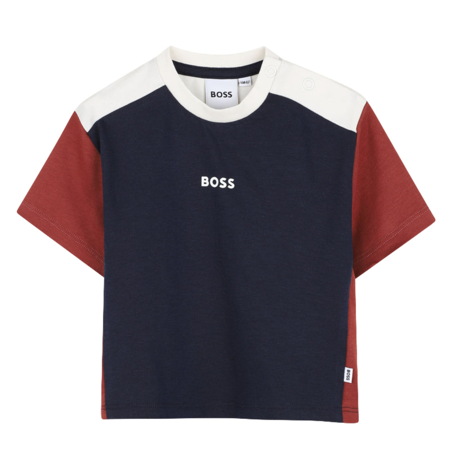 BOSS Baby Logo Print Colourblock T-Shirt