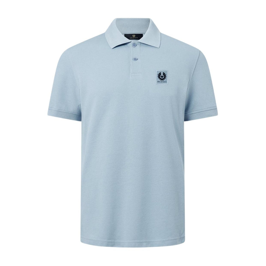Belstaff Cotton Pique Patch Logo Mist Blue Polo Shirt
