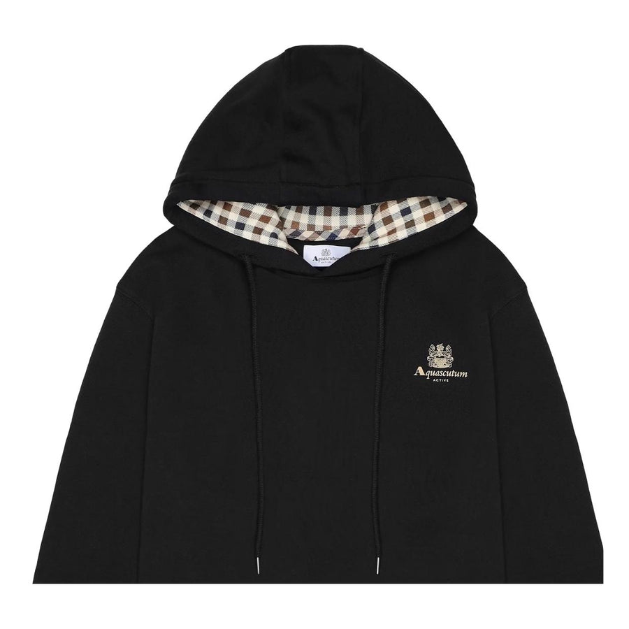 Aquascutum Active Small Logo Black Fleece Hoodie