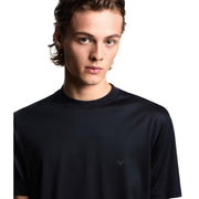 Emporio Armani Rubberised Eagle Navy Lyocell-Blend T-Shirt