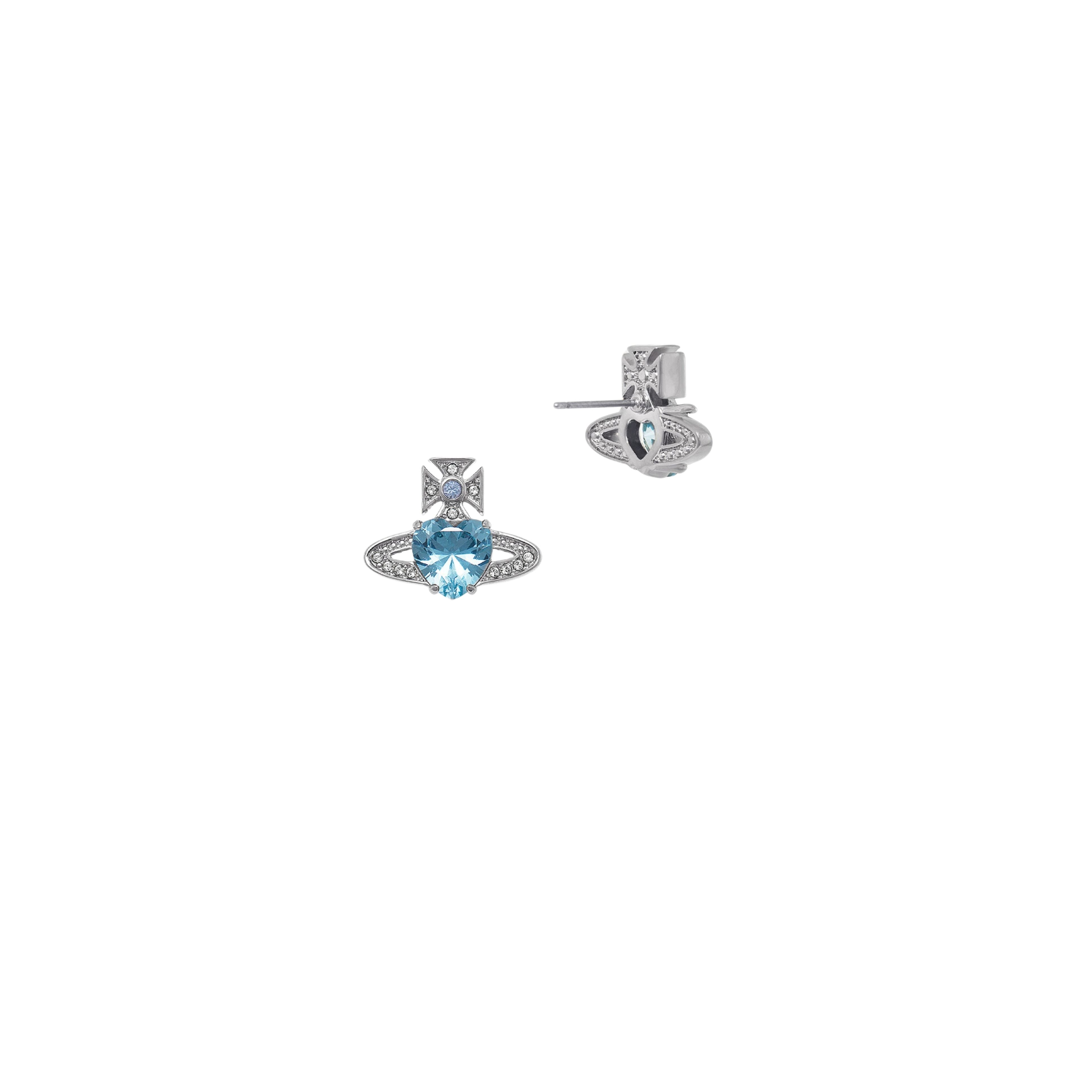 Vivienne Westwood Platinum Aquamarine Light Sapphire Ariella Earrings