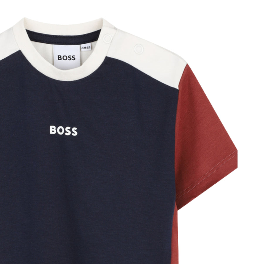 BOSS Baby Logo Print Colourblock T-Shirt