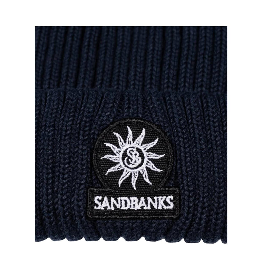 Sandbanks Logo Badge Merino Wool Navy Beanie
