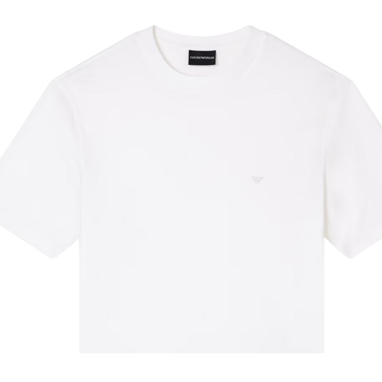 Emporio Armani Rubberised Eagle White Lyocell-Blend T-Shirt