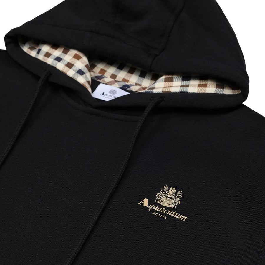 Aquascutum Active Small Logo Black Fleece Hoodie