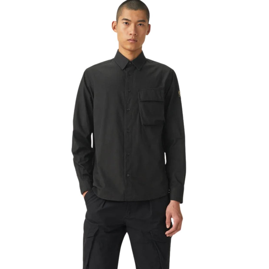 Belstaff Regular Fit Scale Long Sleeve Black Shirt