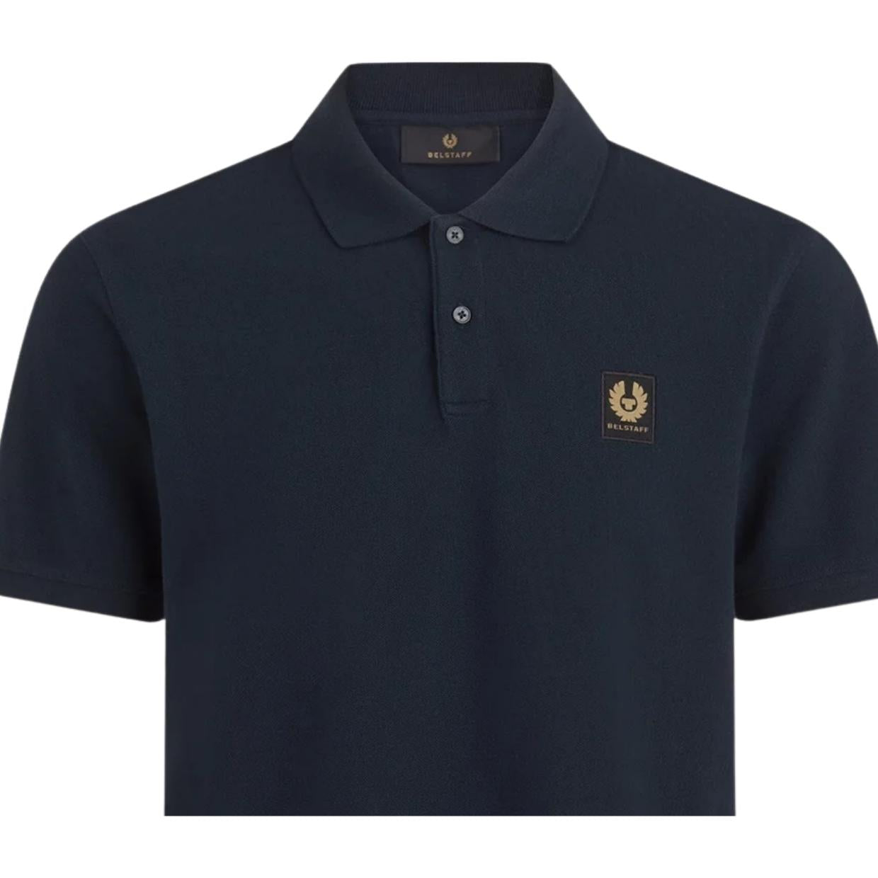 Belstaff Cotton Pique Patch Logo Dark Ink Navy Polo Shirt