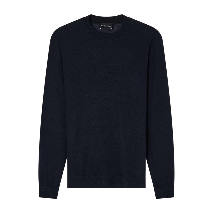 Emporio Armani Navy Plain-Knit Wool Sweater