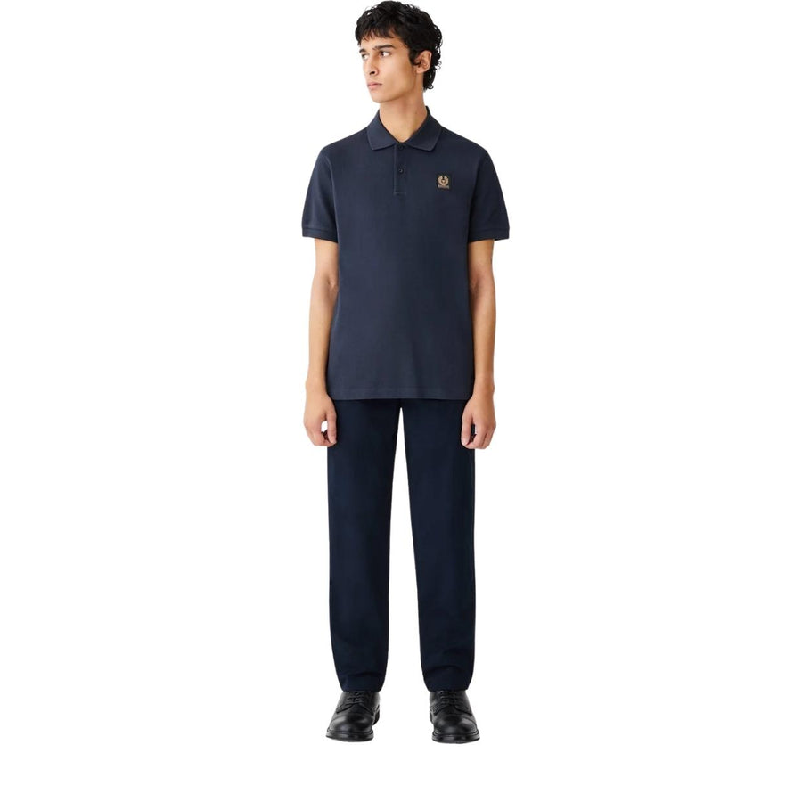 Belstaff Cotton Pique Patch Logo Dark Ink Navy Polo Shirt