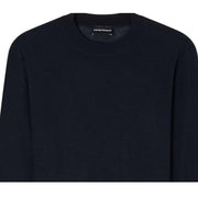 Emporio Armani Navy Plain-Knit Wool Sweater