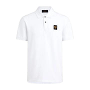 Belstaff Cotton Pique Patch Logo White Polo Shirt