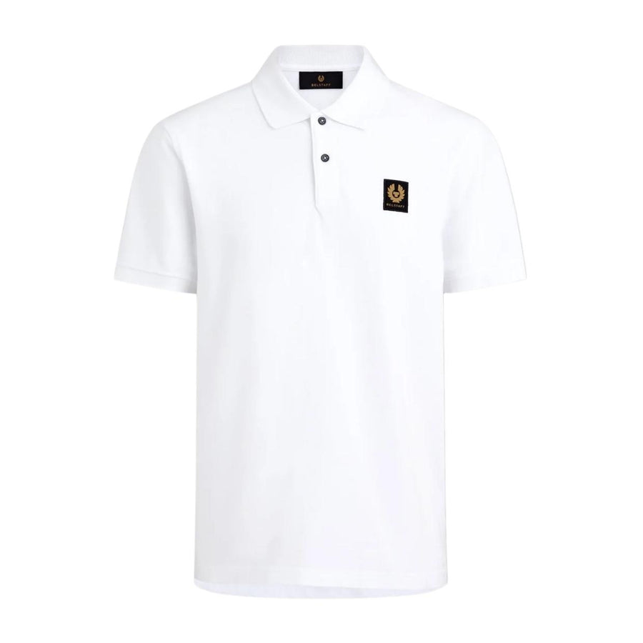 Belstaff Cotton Pique Patch Logo White Polo Shirt