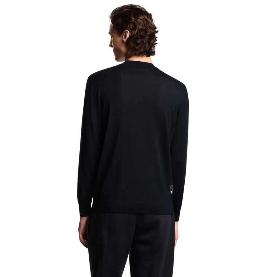 Emporio Armani Navy Plain-Knit Wool Sweater