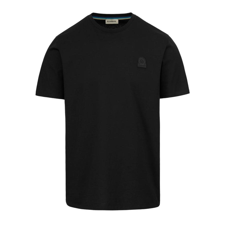 Sandbanks Rubberised Badge Logo Black T-Shirt