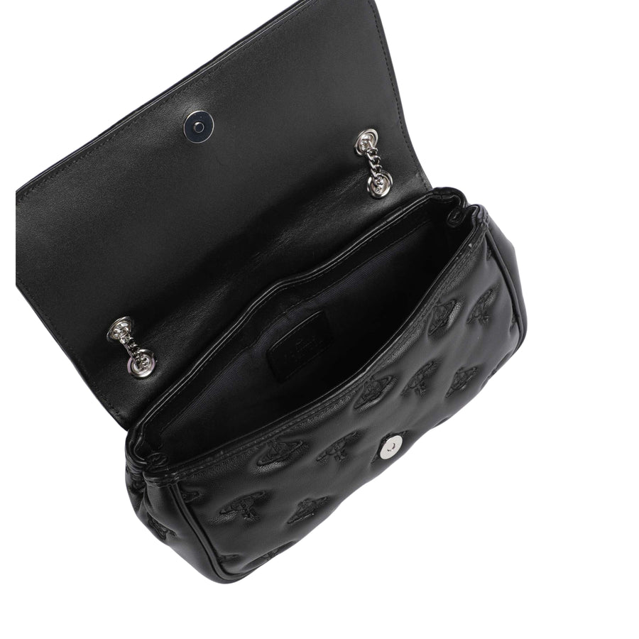 Vivienne Westwood Embossed All-Over Black Chain Crossbody Purse