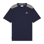 Aquascutum Active Club Check Shoulder Navy T-Shirt