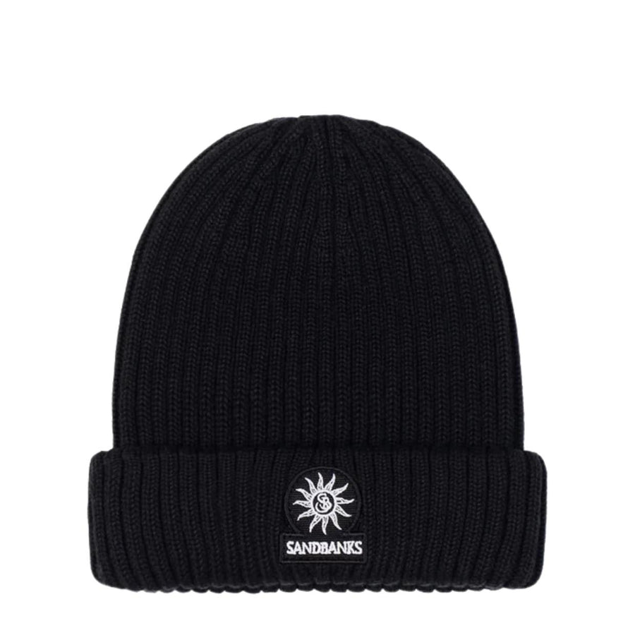 Sandbanks Logo Badge Merino Wool Black Beanie