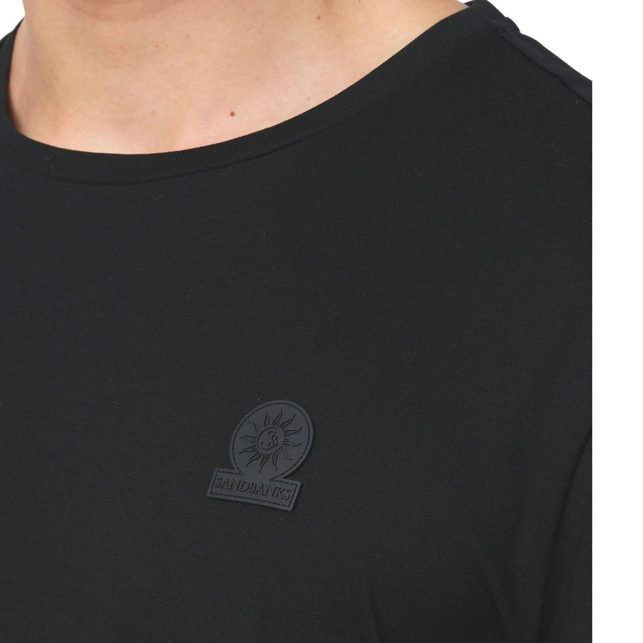 Sandbanks Rubberised Badge Logo Black T-Shirt