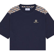 Aquascutum Active Club Check Shoulder Navy T-Shirt