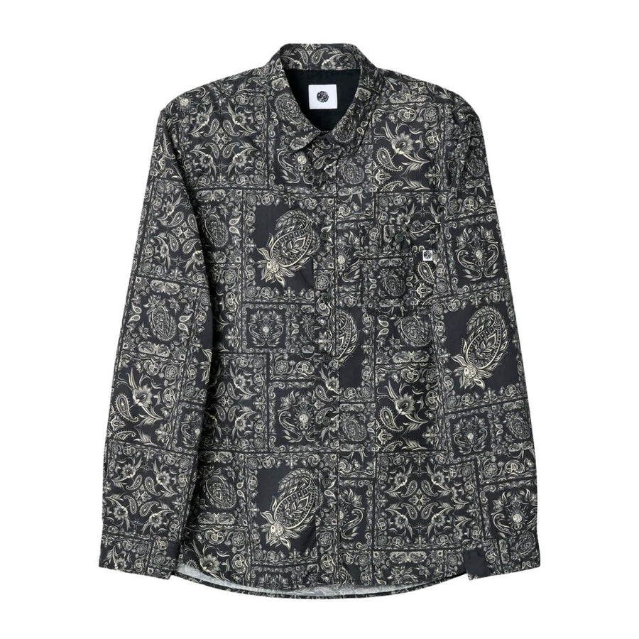 Pretty Green Black Patchwork Paisley Poplin Shirt