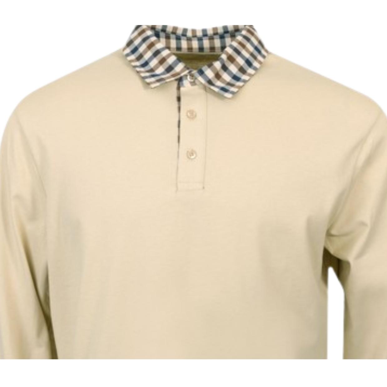 Aquascutum Active Club Check Collar Long Sleeve Polo Shirt