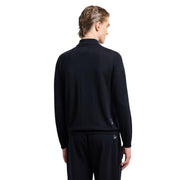 Emporio Armani Navy Plain-Knit Wool Cardigan