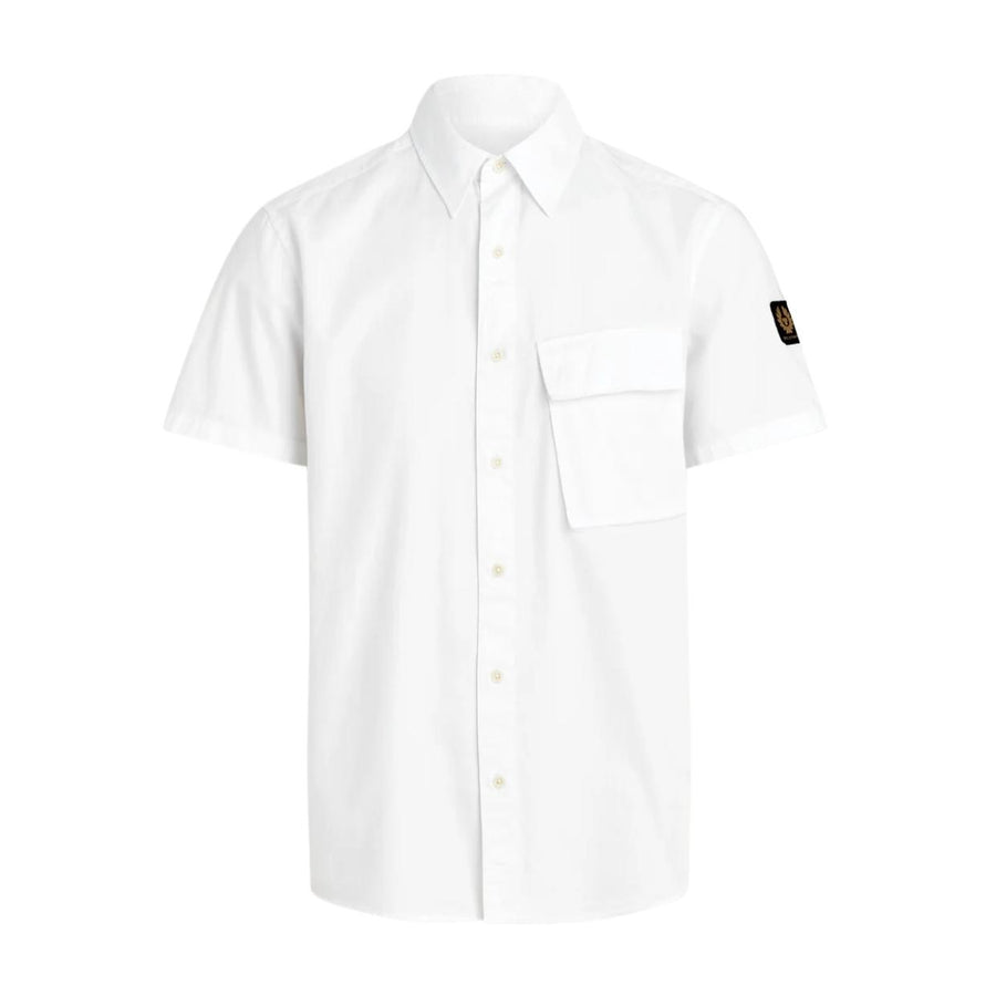 Belstaff Regular Fit Scale Short Sleeve White Shirt