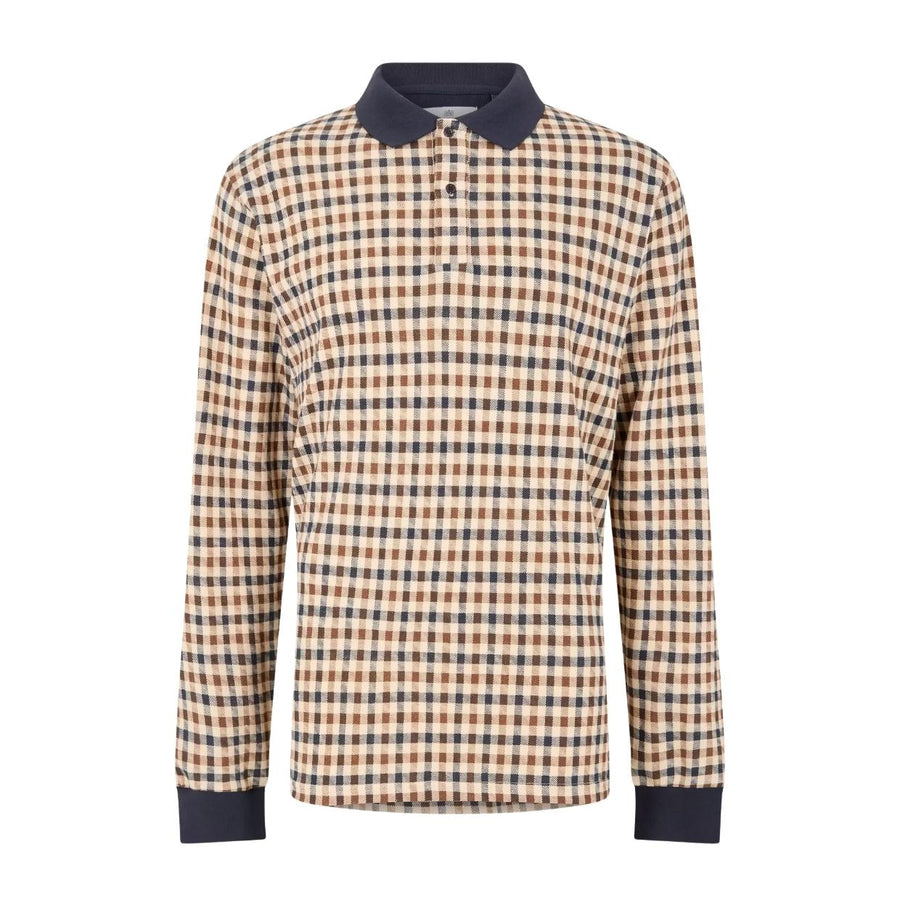 Aquascutum Active Iconic Navy Long Sleeve Polo Shirt