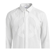 Love Moschino Embroidered Peace Patch Logo Cotton Poplin White Shirt