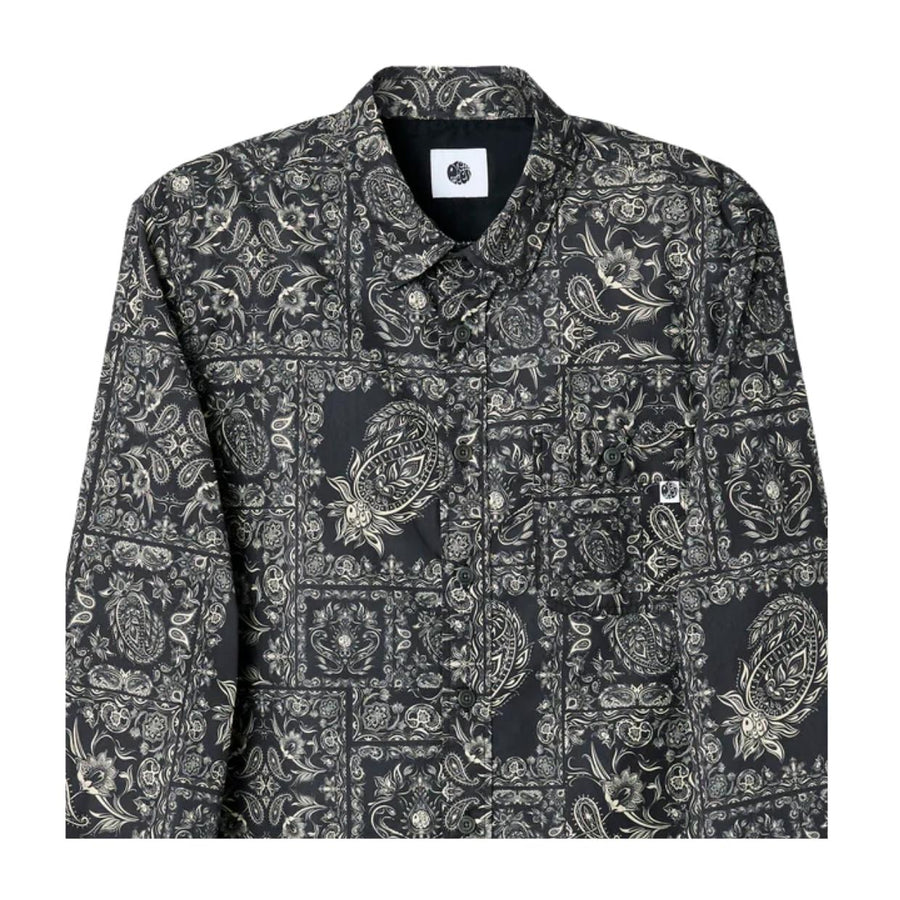Pretty Green Black Patchwork Paisley Poplin Shirt