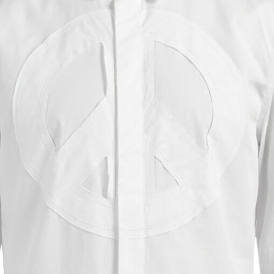 Love Moschino Embroidered Peace Patch Logo Cotton Poplin White Shirt
