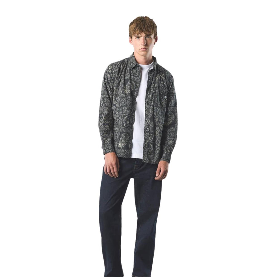 Pretty Green Black Patchwork Paisley Poplin Shirt