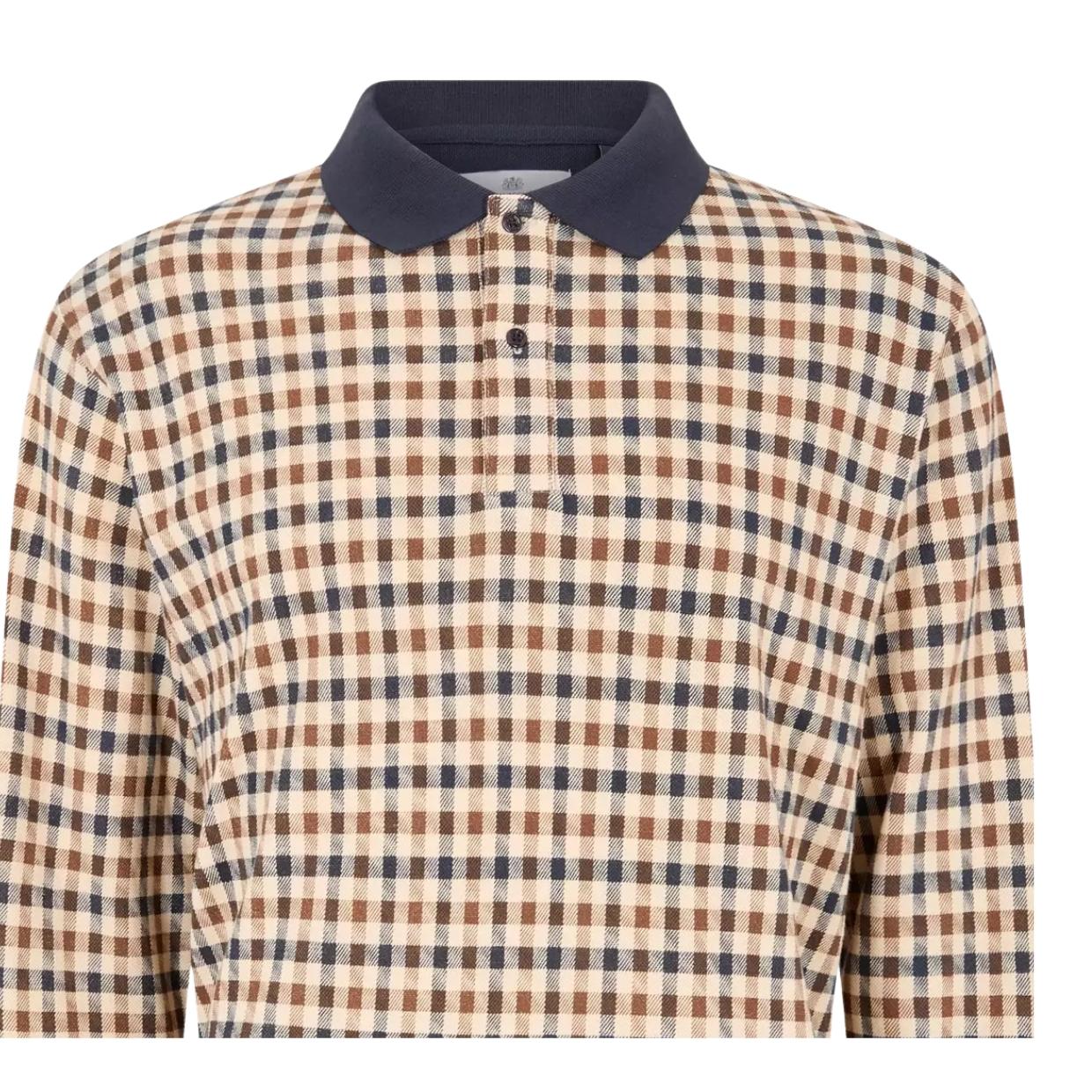 Aquascutum Active Iconic Navy Long Sleeve Polo Shirt