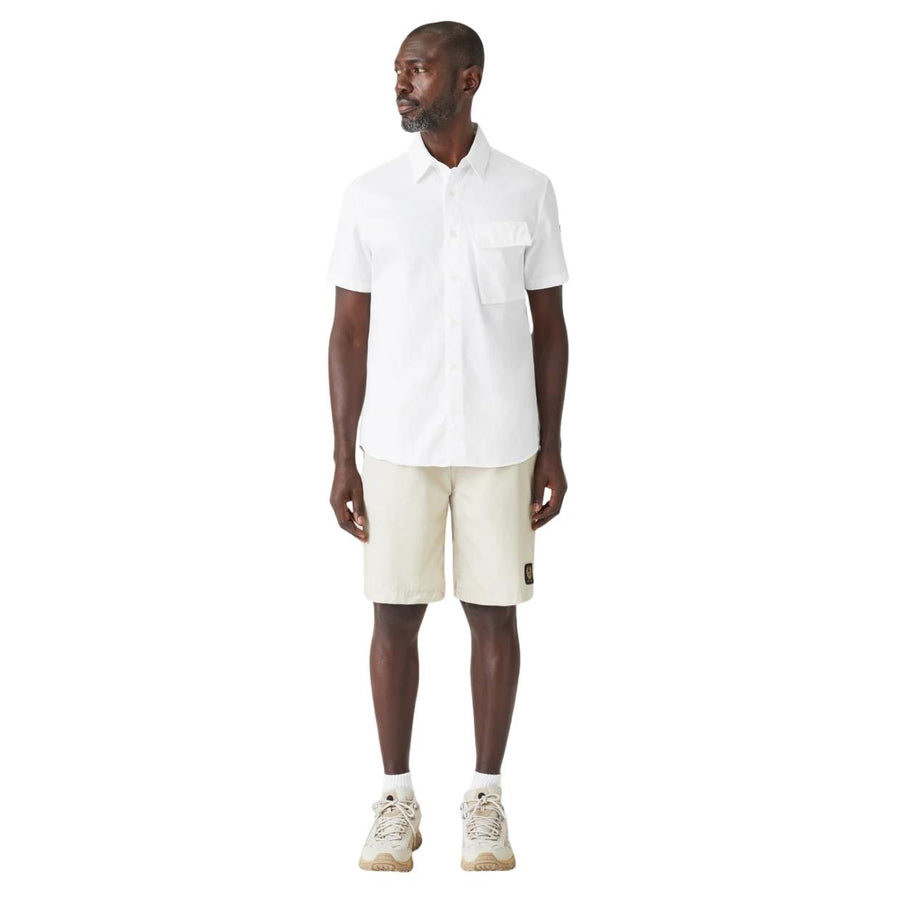 Belstaff Regular Fit Scale Short Sleeve White Shirt