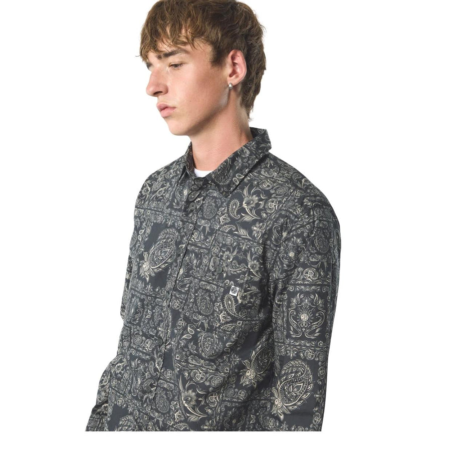 Pretty Green Black Patchwork Paisley Poplin Shirt