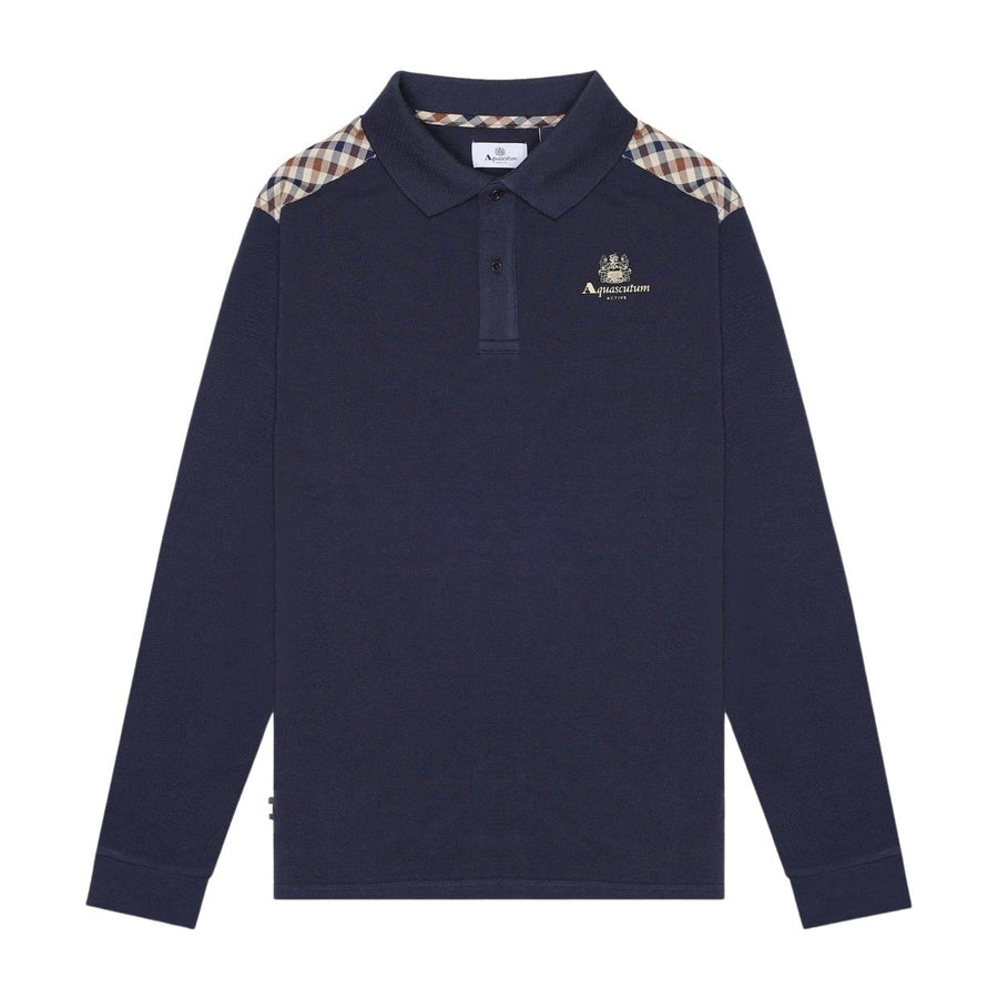 Aquascutum Active Stripes Piquet Navy Polo Shirts
