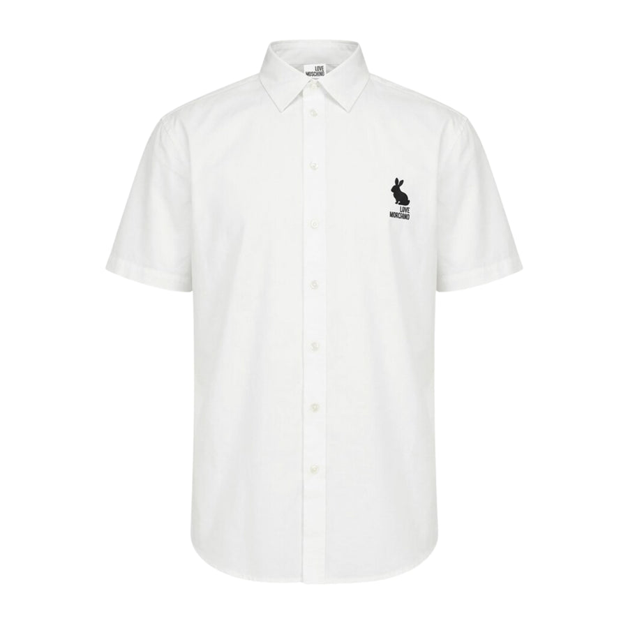 Love Moschino Embroidered Logo Cotton Poplin White Shirt