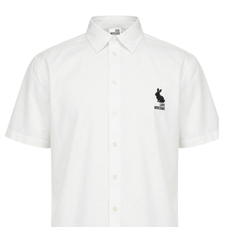 Love Moschino Embroidered Logo Cotton Poplin White Shirt