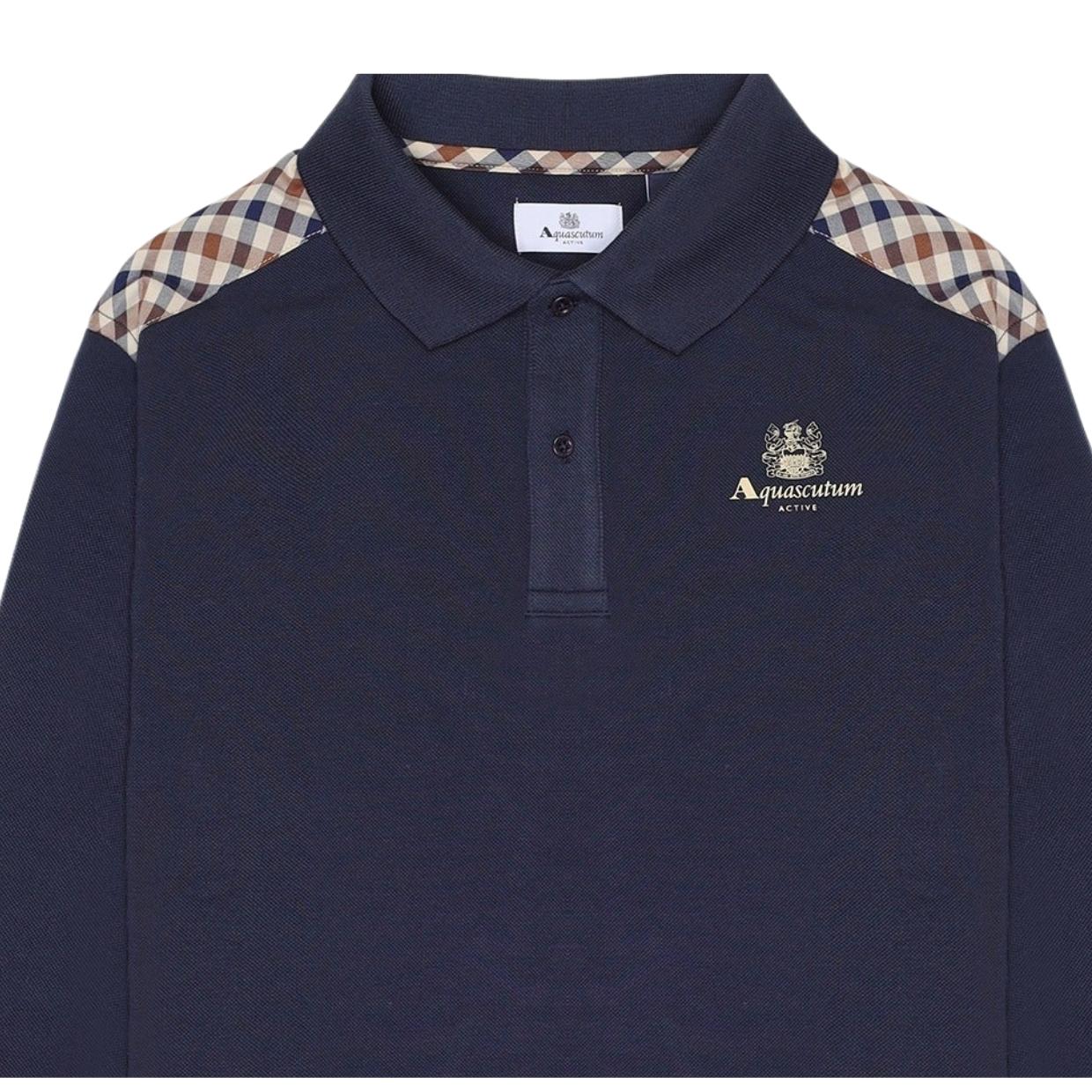 Aquascutum Active Stripes Piquet Navy Polo Shirts