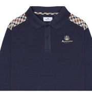 Aquascutum Active Stripes Piquet Navy Polo Shirts