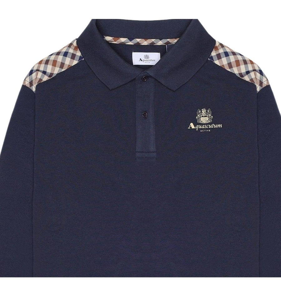 Aquascutum Active Stripes Piquet Navy Polo Shirts