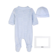 BOSS Baby Pale Blue Velvet Hat & Babygrow Set