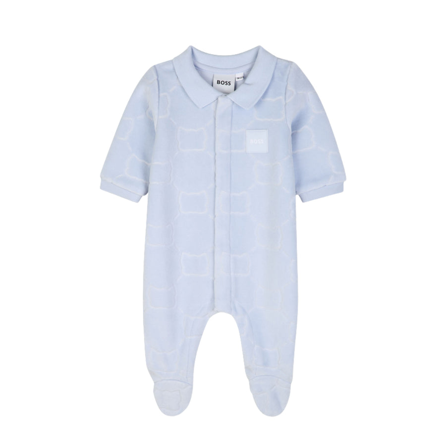 BOSS Baby Pale Blue Velvet Hat & Babygrow Set