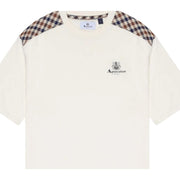 Aquascutum Active Club Check Shoulder Old White T-Shirt